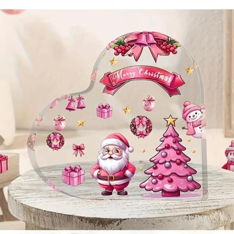 Christmas Heart Shaped Decorative With Santa Claus Xmas Tree Patterns Perfect For Home Holiday Decor