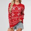 Women's Fashionable Round Neck Long Sleeved Christmas Snowflake Sweater Casual Pullover Knitted Sweater Top