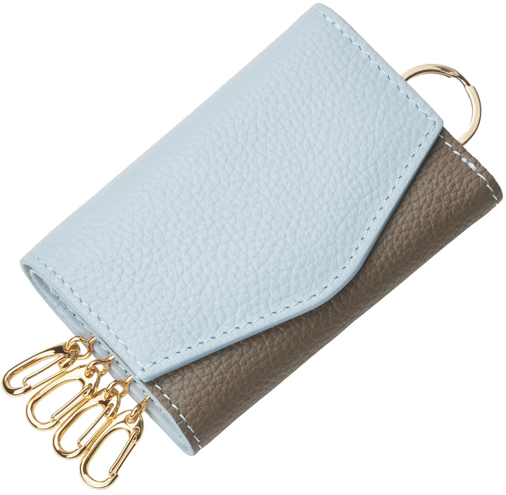 

DIALQUAL Women s Genuine Leather Smart Key and Card Case (Grayish BlueTaupe) [Featured in anan]