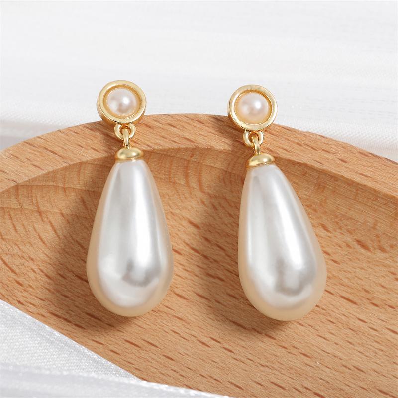 ZAKOL White Teardrop Simulation Zircon Dangle Earrings Baroque Palace Style Wedding Party Zircon 2024 New