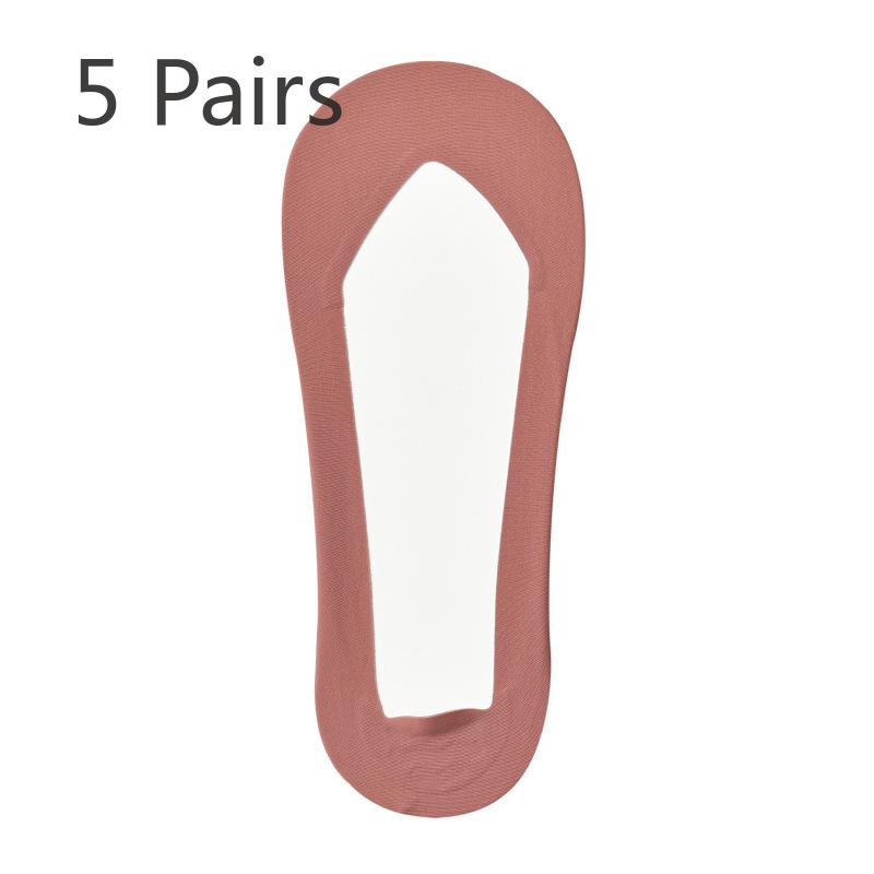 

5 пар женских летних носков из тонкого дышащего чистого хлопка с силиконовым покрытием и нескользящими вставками из ледяного шелка 5 Pairs красный/верблюд