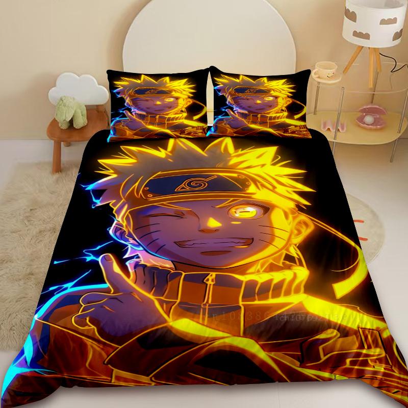 Naruto Kids Duvet Cover Set Uchiha Sasuke Uzumaki Bedding Set King Queen Full Size Girls Teen Boys for Bedroom Decor