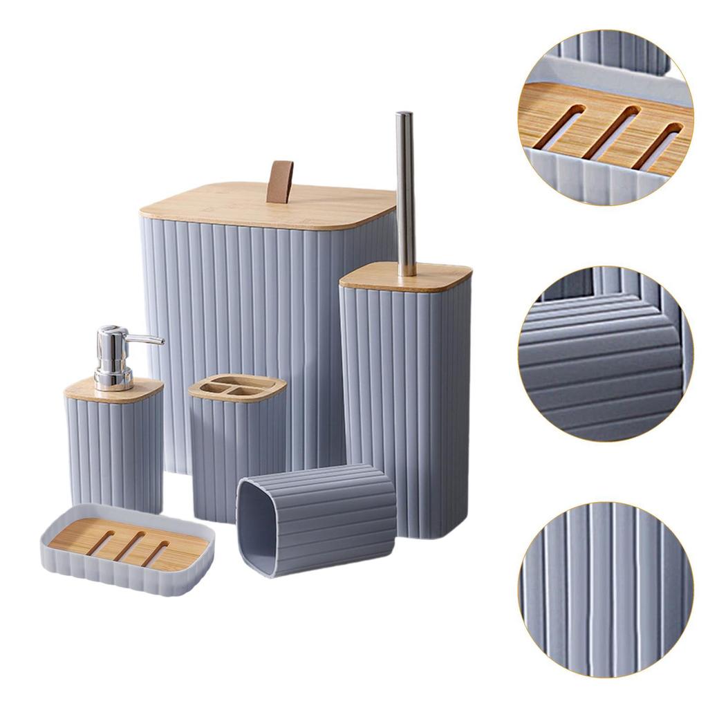 6 Pieces Bathroom Accessory Set Toilet Brush Decorative Sturdy Modern Toothbrush Holder Lotion