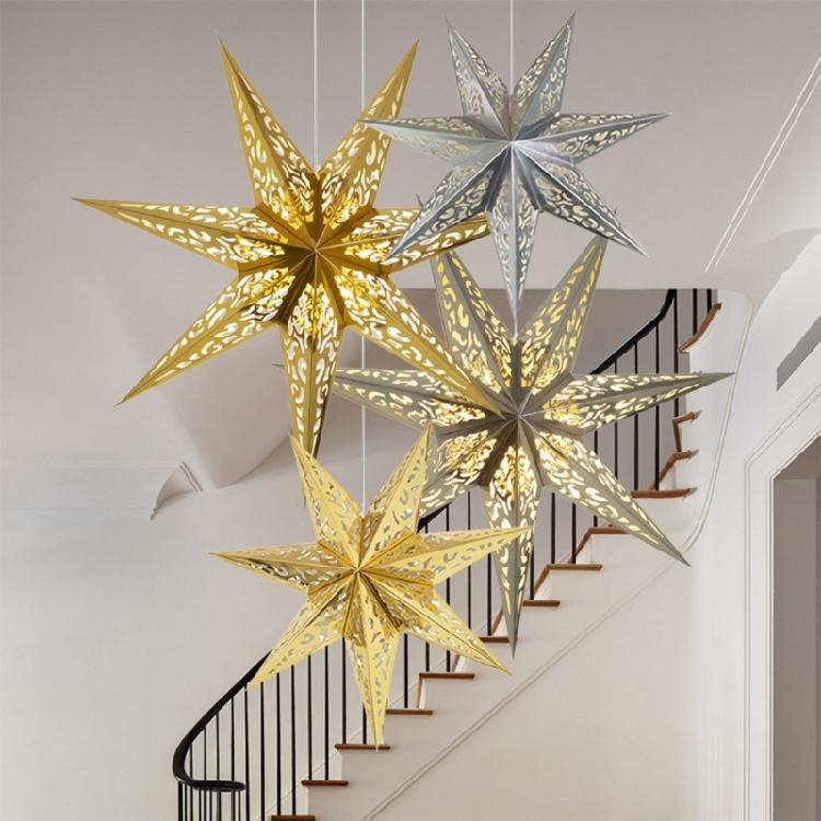 Decorative Paper Star Lanterns Light Cover Lampshade Easy Assembly Enhances Christmas Birthdays Celebration Atmospheres