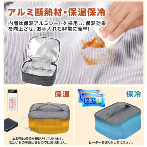 ZenCT Electric Lunch Bag, CT231, Gray, with Built-in Heater, Heats up to 50C, Insulates for Hot and Cold Lunches, Removable Heater, Fully Washable, L