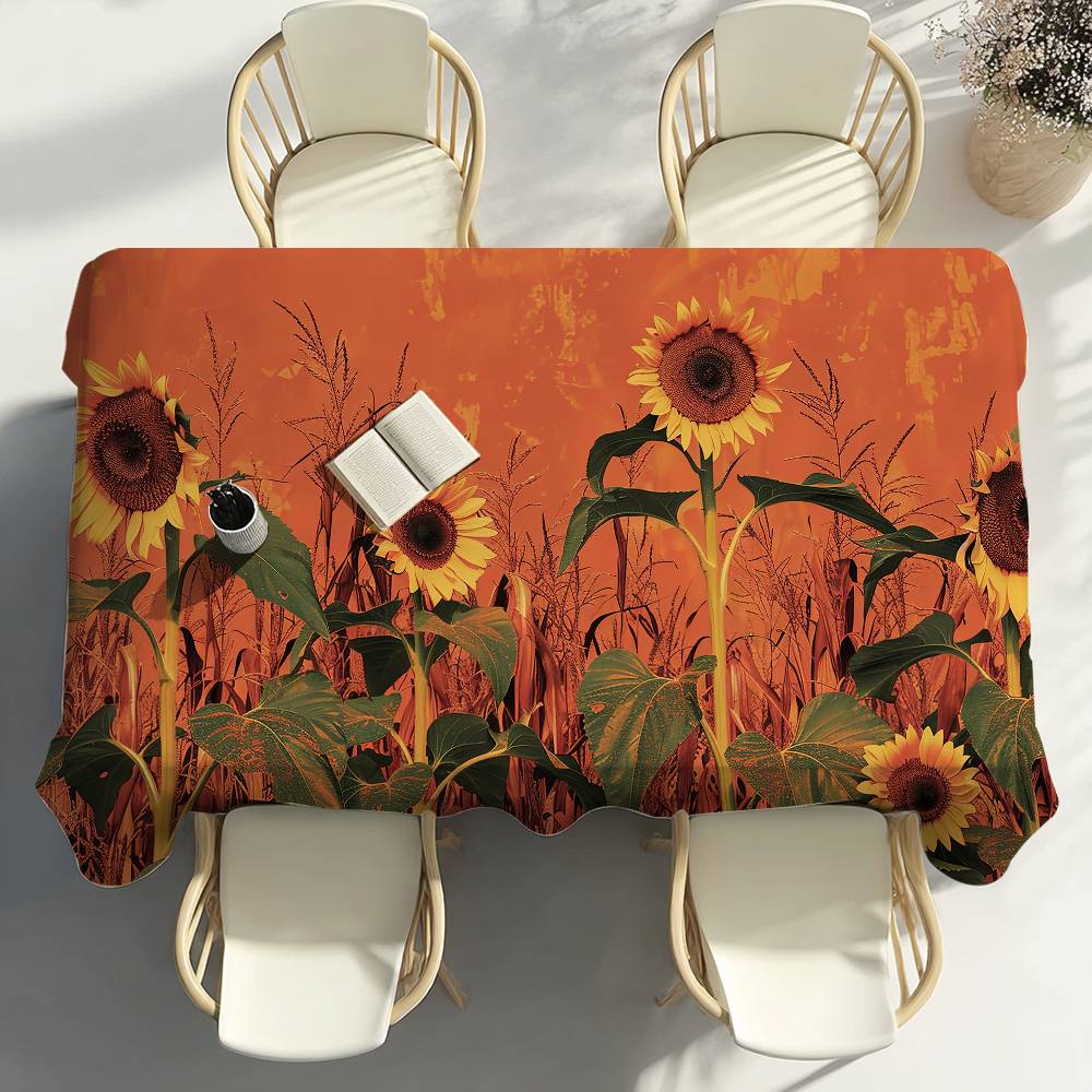 Zonnebloem Schilderen Tafelkleed Feest Decor Eetkamer Huis Keuken Terrassen Waterdicht Vlekbestendig Tafelkleed 160x220cm
