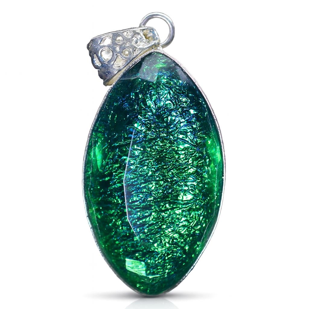 Opal Pendant 81.5 ct Bi-Color Marquise Cut Lab Grown Brazilian Stone October Birthday Birthstone