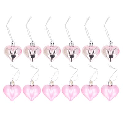 12Pcs Xmas Tree Decor Heart Shaped Romantic Hanging Ornaments for Festival Party Wedding Rose