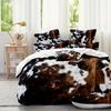 Brown And Black Cow Pattern Yak Leather Bedding Set With Washable Ultra-Fine Microfiber Duvet Cover, Soft And Comfortable