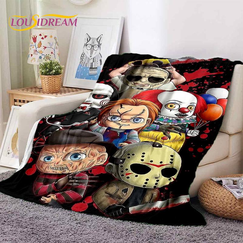 Hororový film Chucky Pennywise Halloween Pila Postava Deku, Měkká Přehozová Deku pro Domov Ložnici Postel Pohovku Piknik Cestovní Kryt