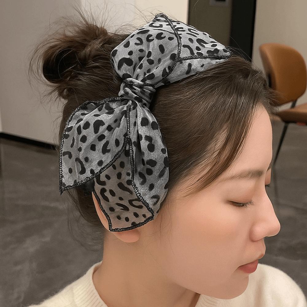 Non-slip Leopard Print Hairband Handmade Hair Accessories Vintage Bow Hair Hoop  Women