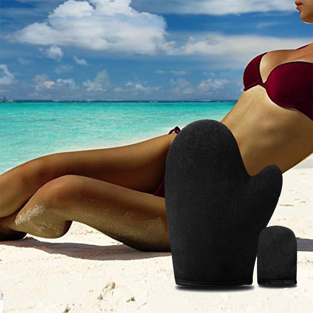 Self Tanning Mitt Applicator Sunless Tanner Glove Reusable Tanning Lotion Applicator Glove for Face and Body Black
