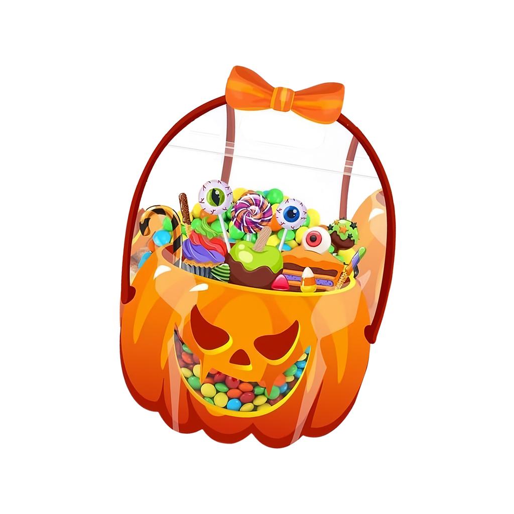 Halloween Pumpkin Candy Bucket Plastic Candy Container Trick Or Treating Baskets For Kids Trick Or Treating Supplies