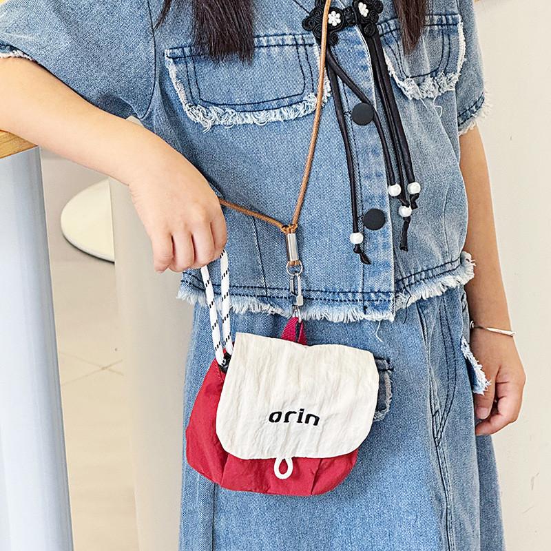 Fashion Color Blocked Letter Embroidery Children Lightweight Crossbody Purse For Kindergarten Kids