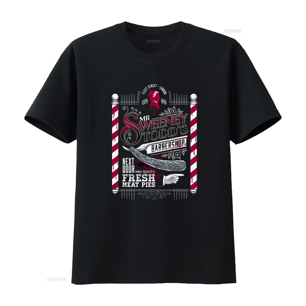 Sweeney Todd Barber of Fleet Street T Shirt Cotton Meat Pie Sizes 2022 vintage Washed Slightly Casual Versatile Stretched Soft