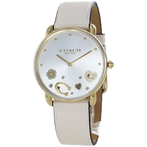 

Coach Women s Elliott Ivory/Pink Leather Watch with Shopper Bag (No. 3 Ivory (36mm))