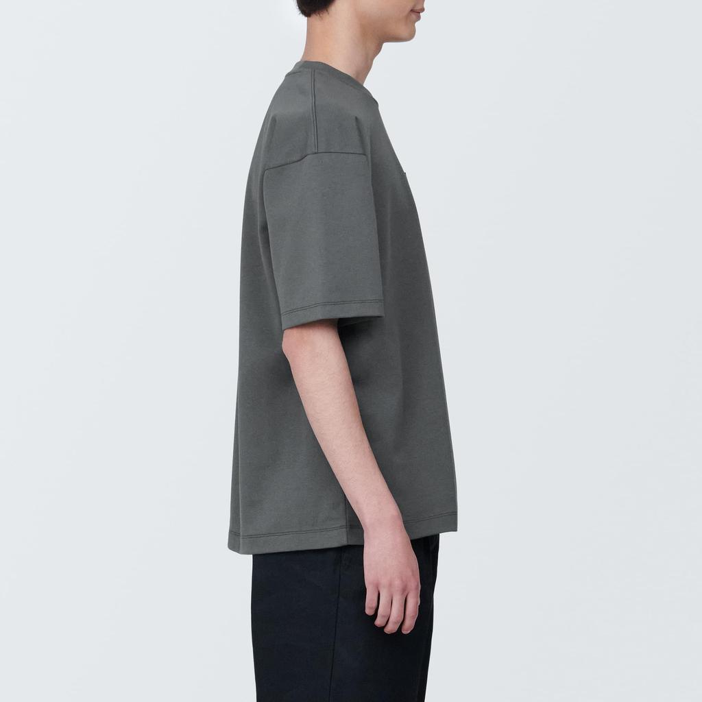 MUJI Men's Cool UV Protection Wide Short Sleeve T-Shirt Men's AB1MEA4S Medium Gray Men's L