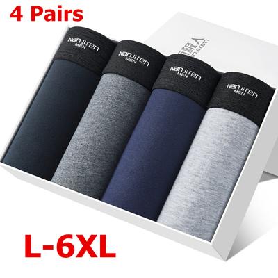 4 perechi de lenjerie de corp pentru bărbați, bumbac, de marime mare, boxer, chiloți pentru bărbați, slip L-6XL
