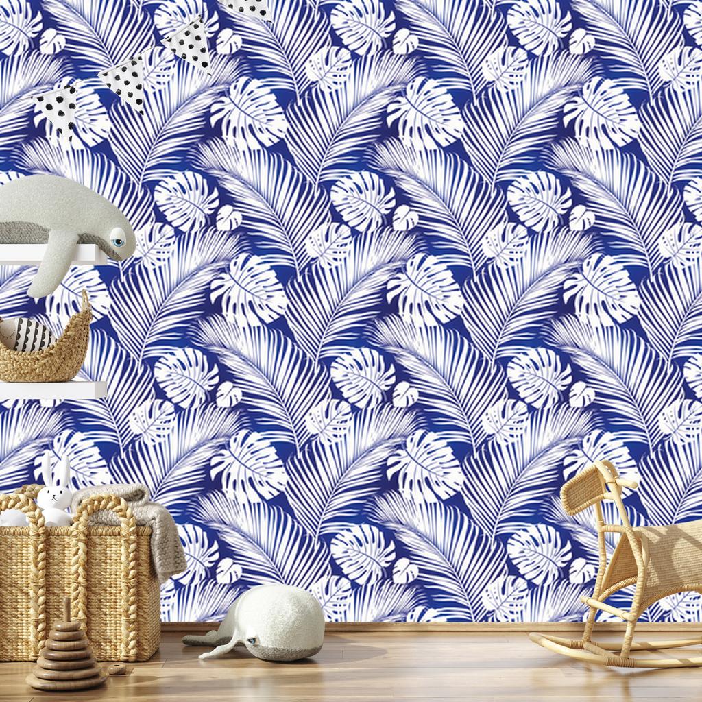 Monstera and palm leaves wallpaper for living room and bedroom 50x1000