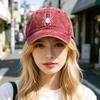 Embroidery Pattern Baseball Hat, Adjustable Back Buckle Retro Distressed Style Baseball Cap, Washed Cotton Fabric Outdoor Sunshade Hat