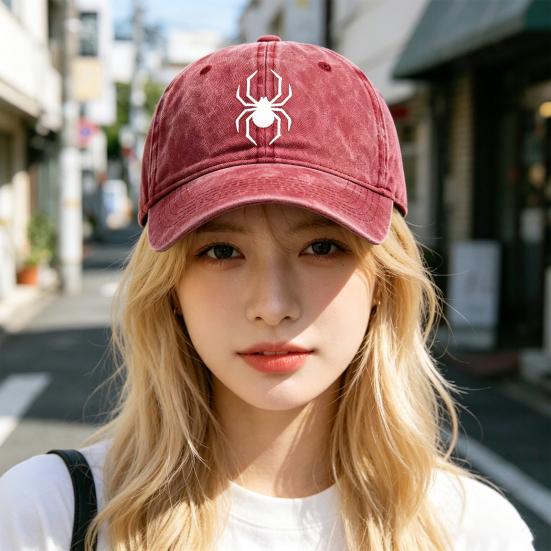 Embroidery Pattern Baseball Hat, Adjustable Back Buckle Retro Distressed Style Baseball Cap, Washed Cotton Fabric Outdoor Sunshade Hat