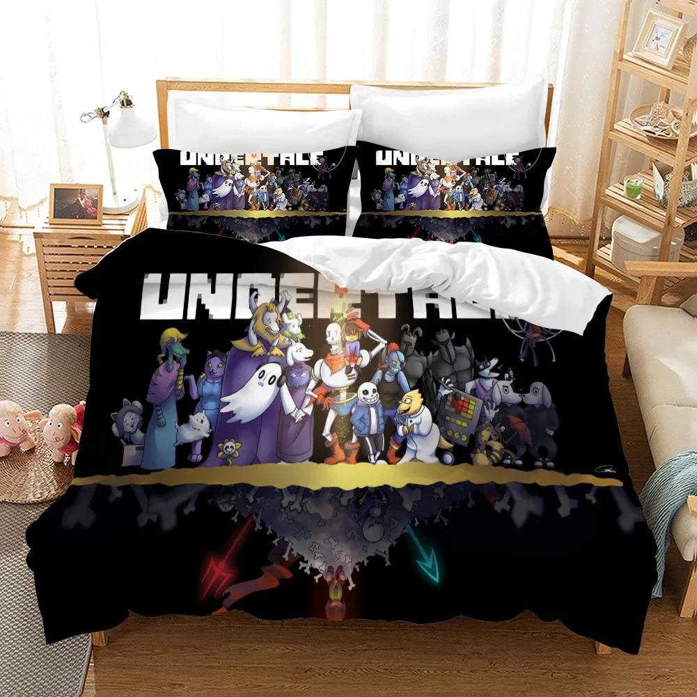 High Quality 3D Printed Undertale Game Frisk Sans Papyrus Pattern Duvet Cover with Pillow Cover Bedding Set for Bedroom Decor