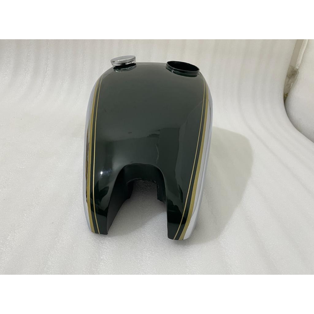 BSA B31 Petrol Gas Fuel Tank + Cap Black Paint Chrome Plated Steel |Fit For