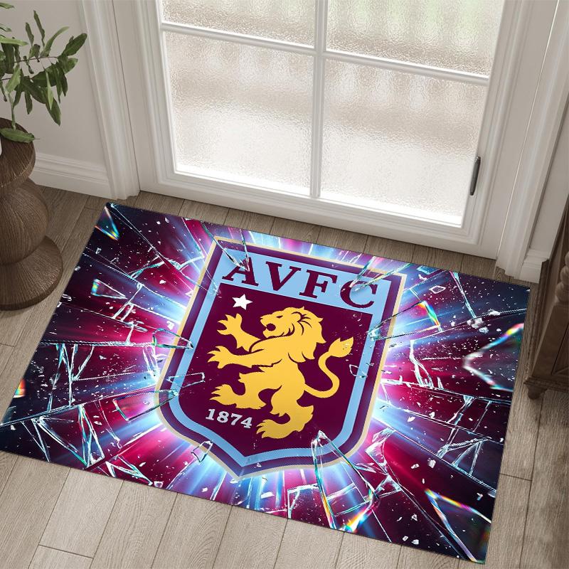 Aston Villa Football Design Crystal Velvet Carpet Cozy Non?Slip Printed Rug For Bedroom Living Room Entrance