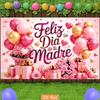 2D Pink Gold Feliz Dia De La Madre Background Cloth for Mother's Day Event Photoshoot