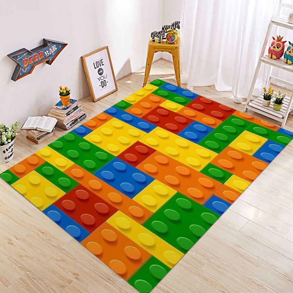 

3D Building Block Carpet Three-dimensional Carpet Living Room Sofa Door Mat Decoration Anti Slip Floor Mat Home Decoration 40x60cm16x24in