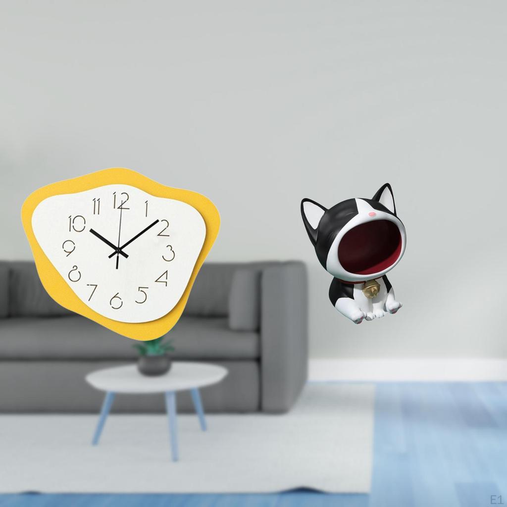 Acrylic Cat Wall Clock Hanging Ornament Modern Office Timepiece Silent Holiday Housewarming