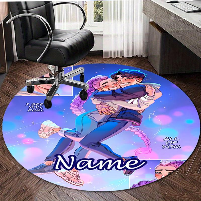 Personalized K-KPop Demon Hunters Round Chair Office Rug - Perfect for Mat, Office Chair & More - Ideal Gift for Birthdays and Holidays