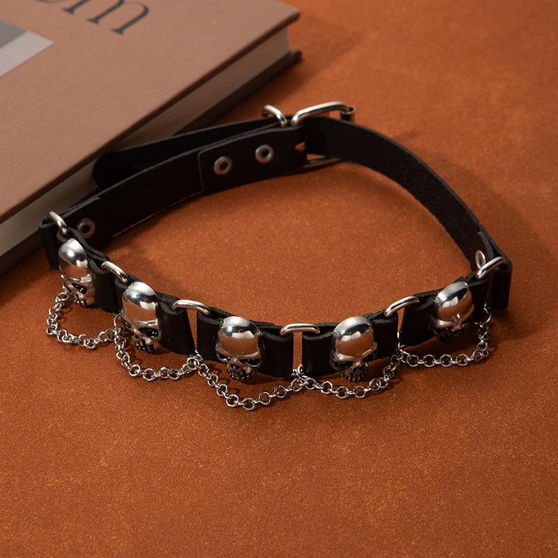 Heavy Industry Red Rose Collar High Sense Choker Cross Necklace Dark Goth Punk Neck Chain Collarbone Chain