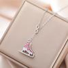 Crystal Ice Skate Shoes Necklace for Women Infinity Love Pendant Rhinestone Zircon Charms Romantic Jewelry Ice Skater Gifts