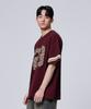 AGOD Oversized Vintage Rugby Short Sleeve T-Shirt [Burgundy]