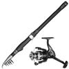 Fishing Rod and Reel Combo Carbon Fiber Telescopic Fishing Rod with Reel Combo Set Lures Jig Hooks Fishing Carrier Bag