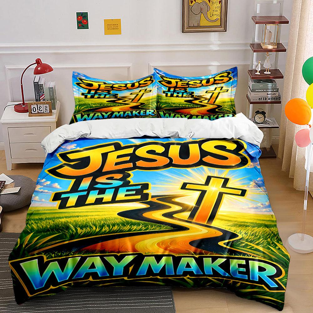 

Cross and text design. Bedding sets Duvet cover sets Duvet covers Pillowcases(1 * Duvet Cover 2 * Pillowcases, without duvet insert) 135x200cm