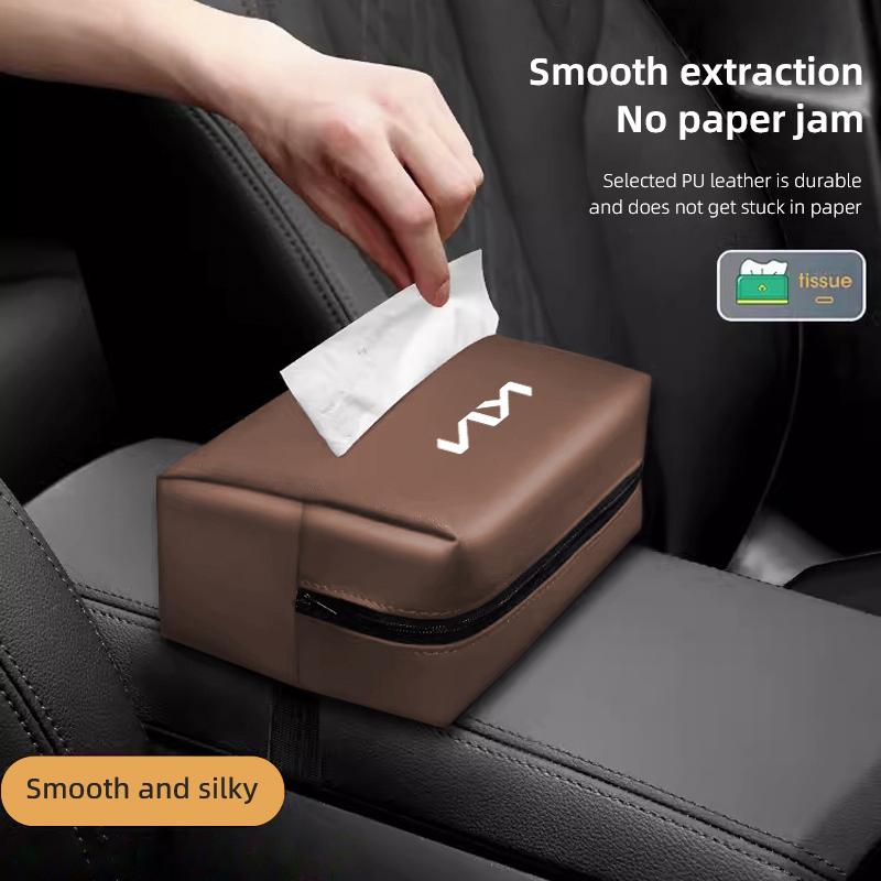 YEZP2 Car Tissue Box Leather Paper Towel Storage Bag Organizer For KIA K5 K9 Sorento Ceed Sportage Proceed RIO Stinger Forte Niro Soul