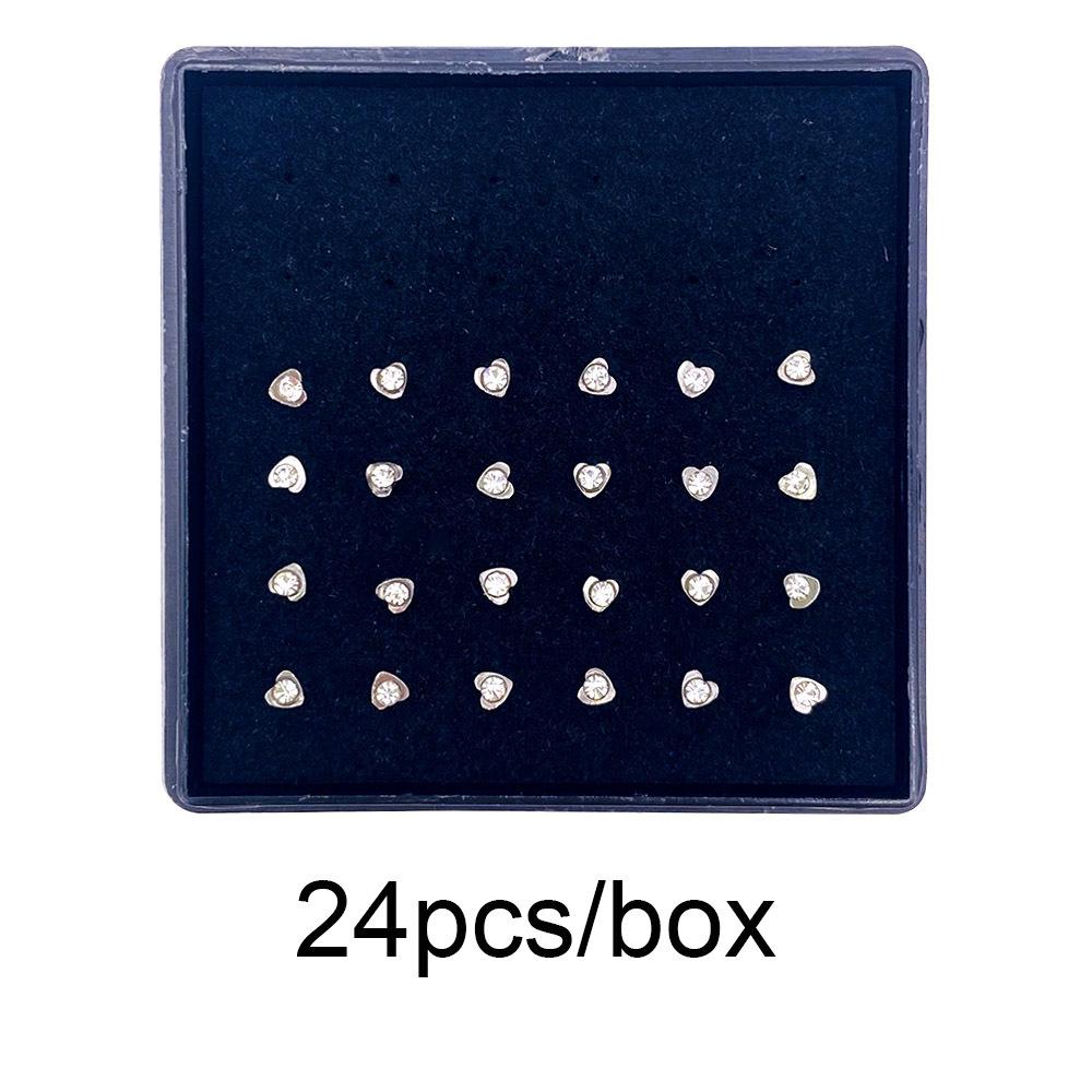60 Stainless Steel L-Shaped Nose Studs (1.5/2.0/2.5mm) with Diamond Inlay Curve Nose Rings