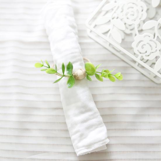 6 ks Sponky na ubrousky Falešný list Provázková dekorace Dřevěná korálka Boho