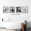 NIIORTY Funny Highland Cow Bathroom Wall Art, Vintage Black and White Rustic Style Canvas Prints for Bathroom Restroom Farmhouse Decor, 4-Set (8"x10"