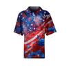 Women’s Short Sleeve Button Down Shirt with Star and Stripe Print Casual Loose Fit Blouse Lightweight Summer Top for Everyday Wear