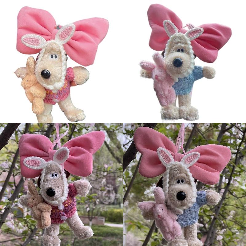 Cute Pink Bunny Bow Car Ornament Plush Hanging Pendant For Girls
