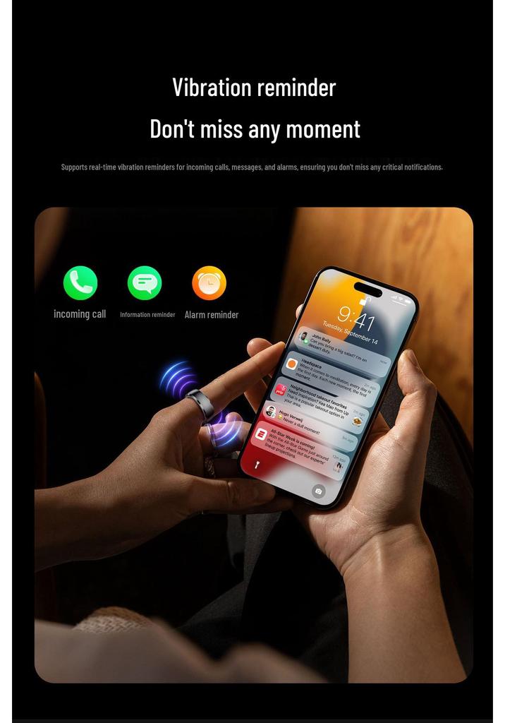 Smart Ring: Multi-Mode Pedometer, Sleep & Heart Rate Monitor, Gesture Control, Call Alerts, Compatible with Douyin