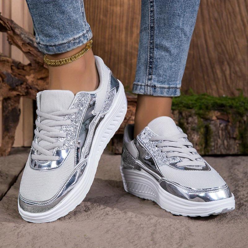 Lightweight Breathable Women's Mesh Running Shoes Shock-Absorbing Thick EVA Sole