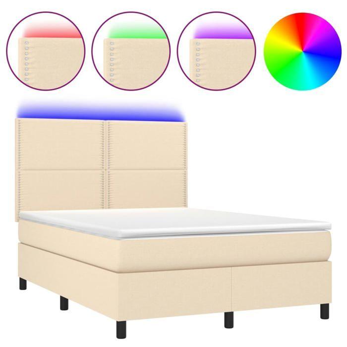 VidaXL Sommier à Lattes de Lit avec Matelas et LED, Lit Rembourré, Lit Double, Lit Adulte de Chambre à Coucher Intérieur, 3134802