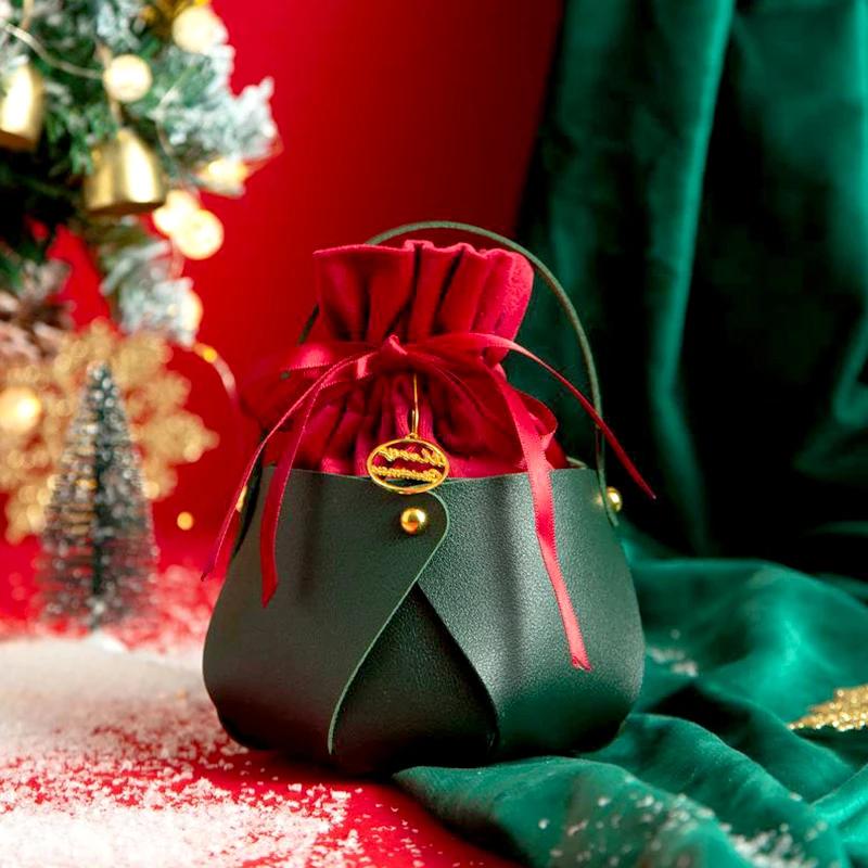 

Creative Gift Basket Christmas Eve Apple Storage Bag Candy Handle Bag New Year Party Gift Pouch Christmas Decorations 10x8cm