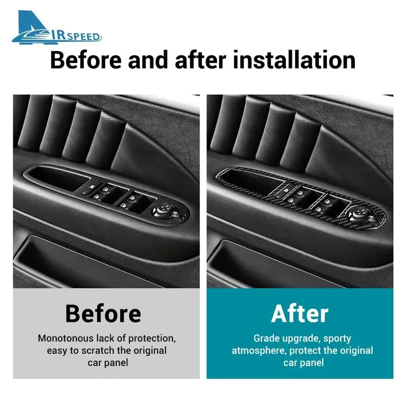 Real Soft Carbon Fiber LHD RHD Car Window Control Button Panel Sticker For Alfa Romeo 159 2005-2018