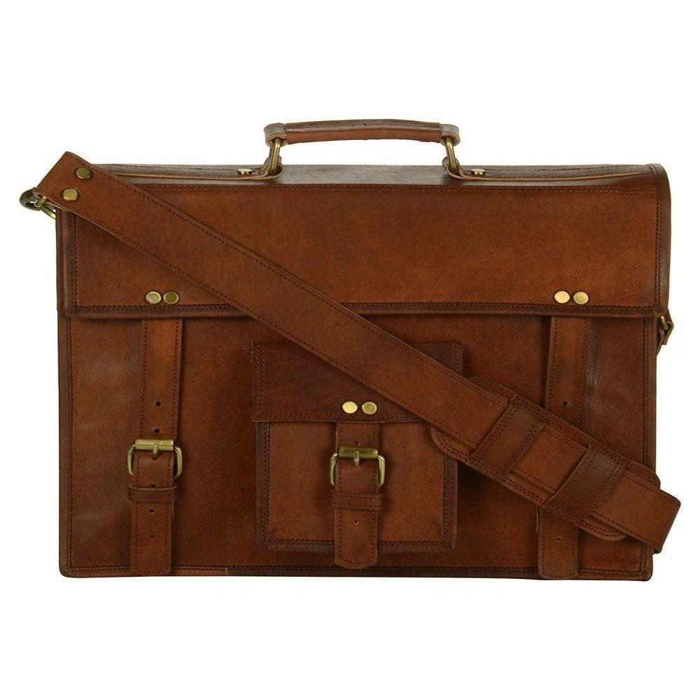Super Quality Men's Leather Large Laptop Case for Computer Bag Shoulder Bag