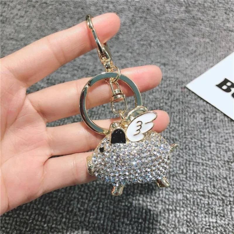 Flying Pig Keychain Zodiac Car Keychain Ring Couple Diamond Small Gift Pendant